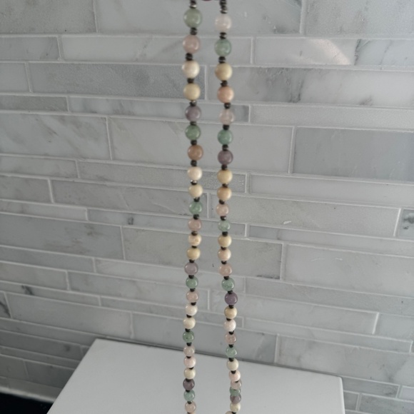 Vintage Beaded Necklace Rose Quartz Aventurine Amethyst Gemstone Natural 24" - Picture 4 of 15